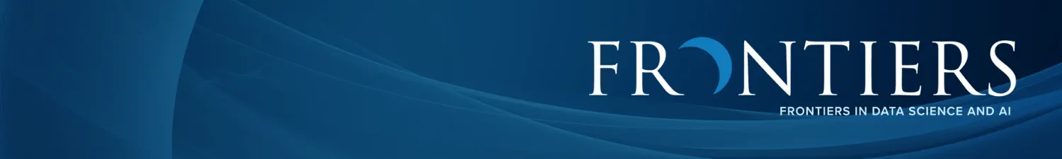 Frontiers logo over a blue background
