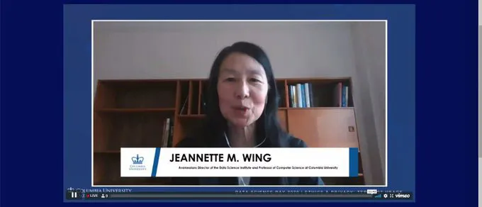 DSI’s Avanessians Director Jeannette M. Wing welcomes participants to Data Science Day 2020, September 14, 2020.