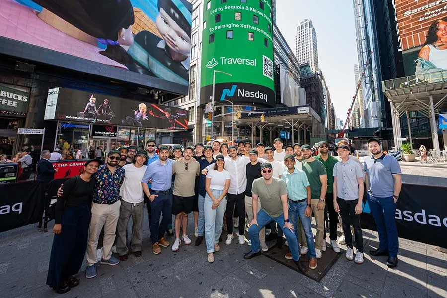 group shot of people near Times Square