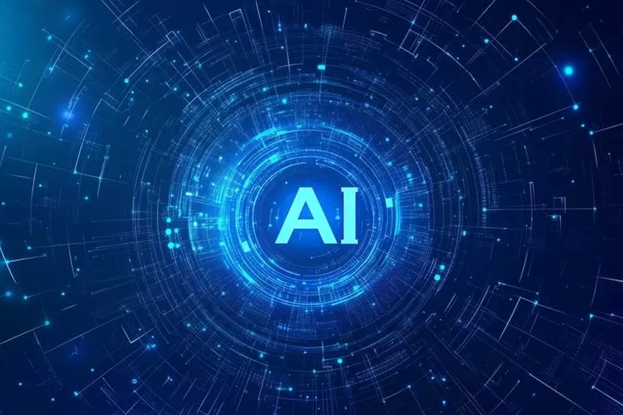 blue graphic with AI in the center