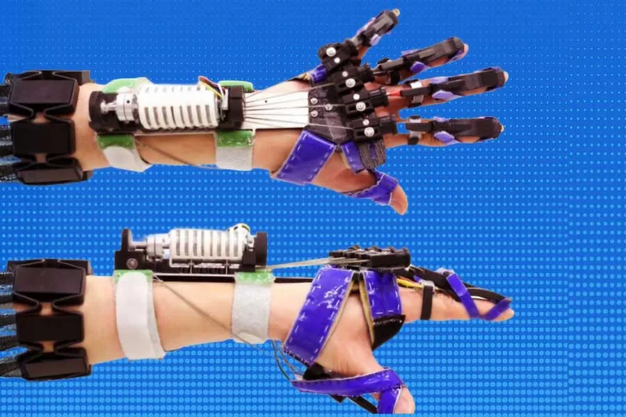 two hands with wearable devices