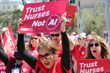 Large group of women at a nurse's strike