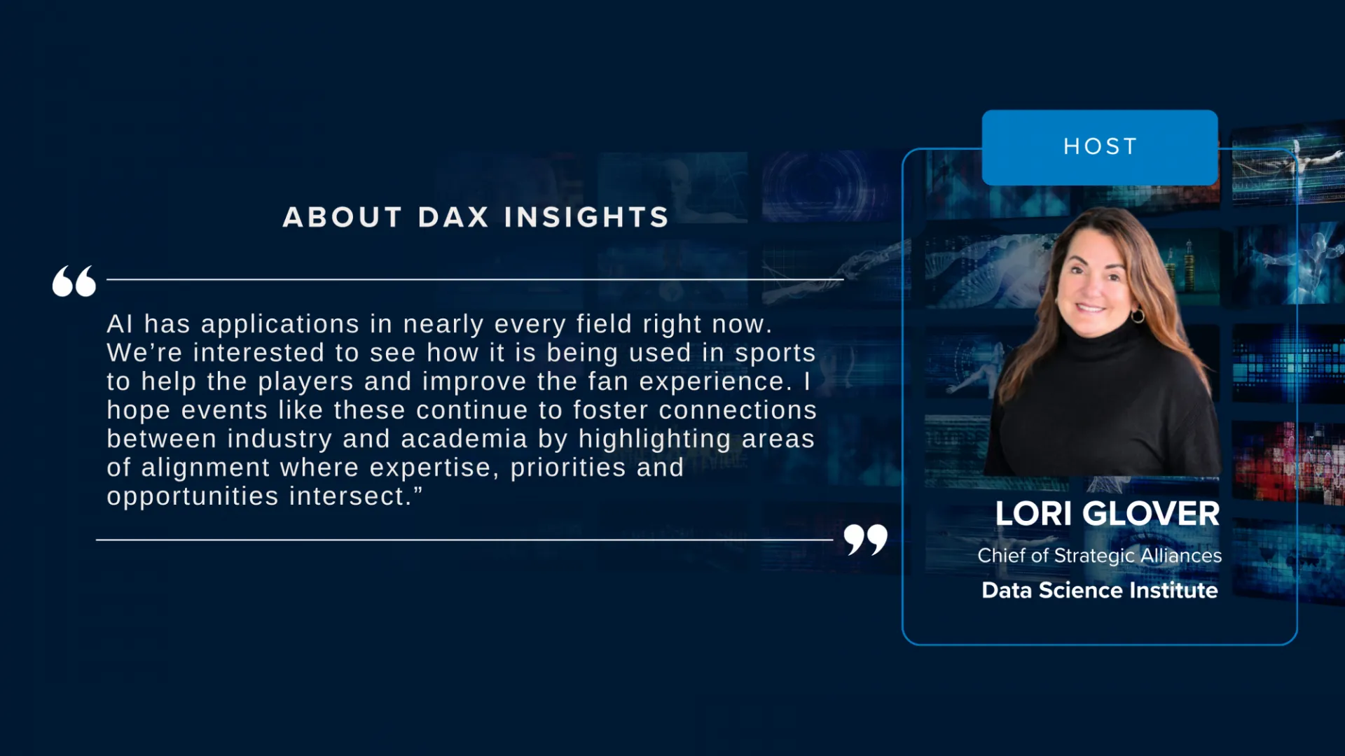 Growing Baseball’s Business With AI | Quote by DAX INSIGHTS Host Lori Glover, Chief of Strategic Alliances, Data Science Institute, Columbia University