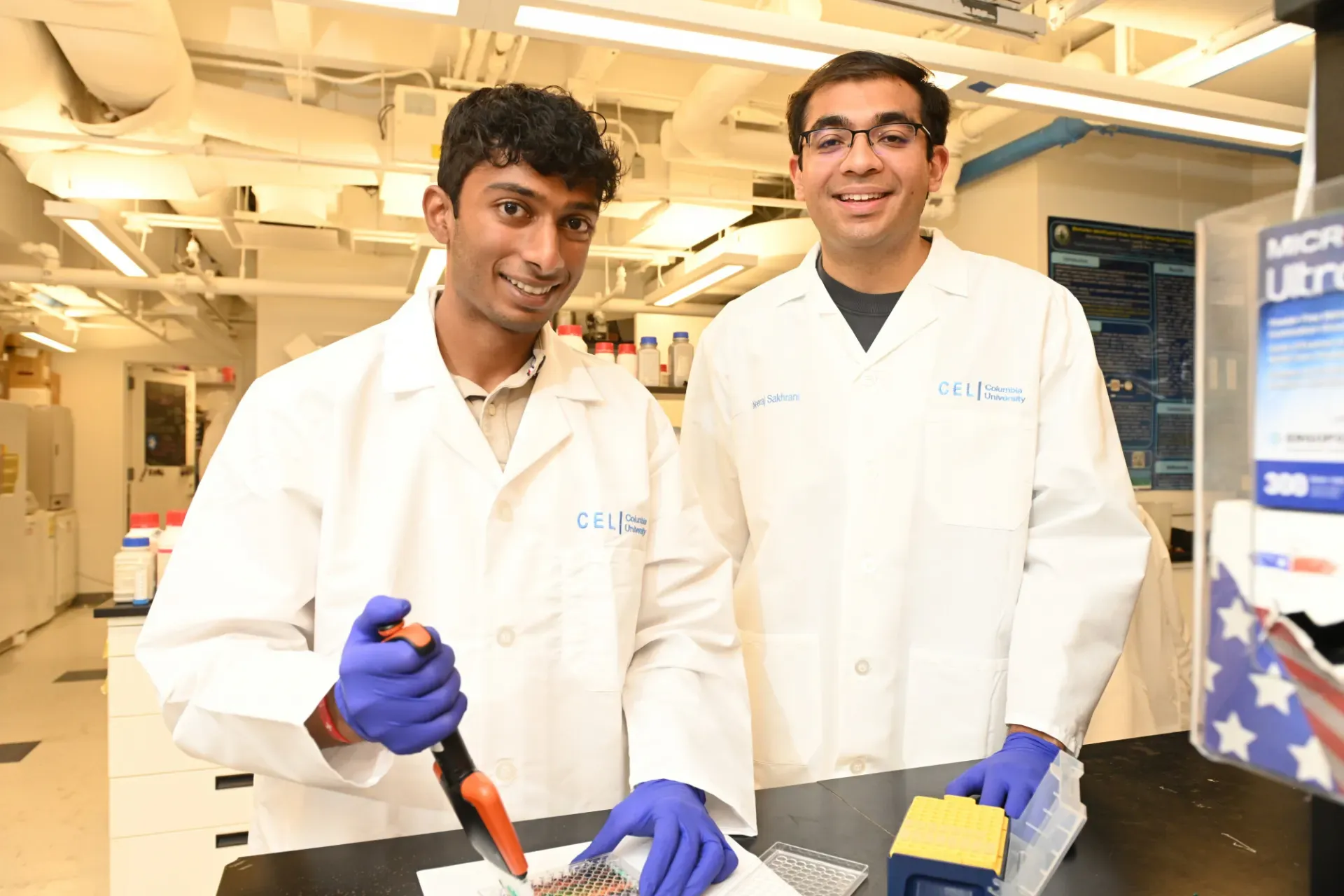 Columbia Engineering students working in a lab