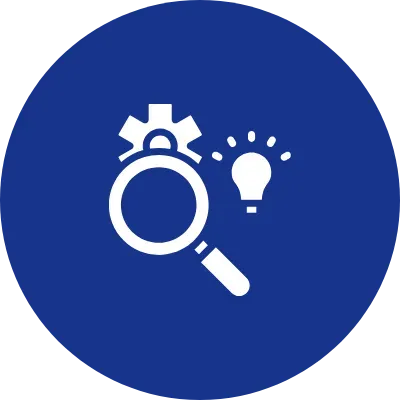 magnifying glass with screw and lightbulb