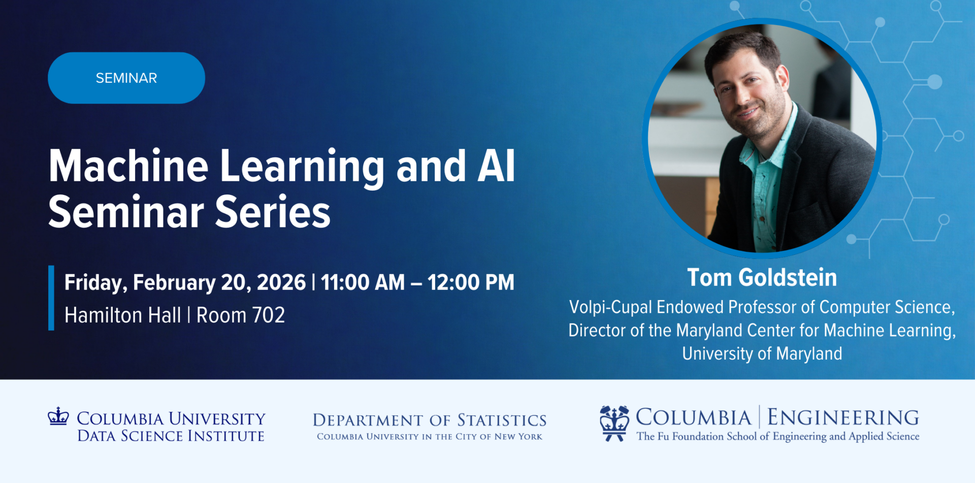 Machine Learning and AI Seminar Series: Tom Goldstein - The Data ...